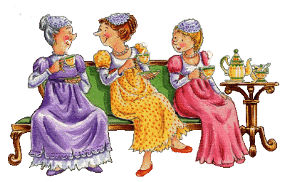 Trzy babcie rozmawiają przy kawie